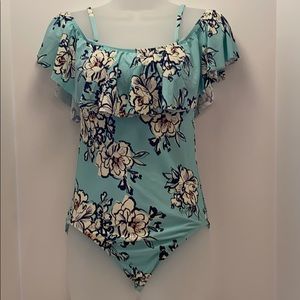 Aqua colored one piece bathing suit size small